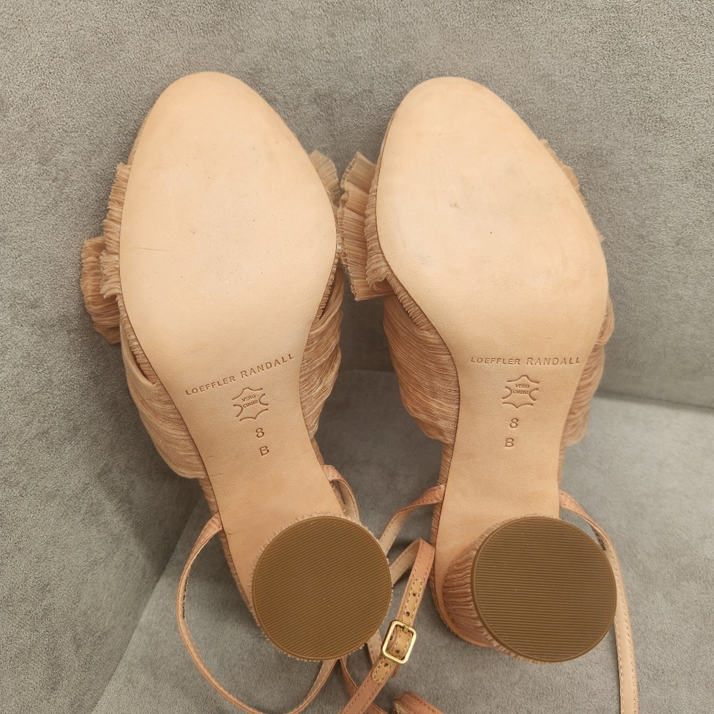Loeffler Randall Camellia Heeled Sandals 8 Pastel Pink Pleated Knot Bow Luxury - Picture 15 of 16